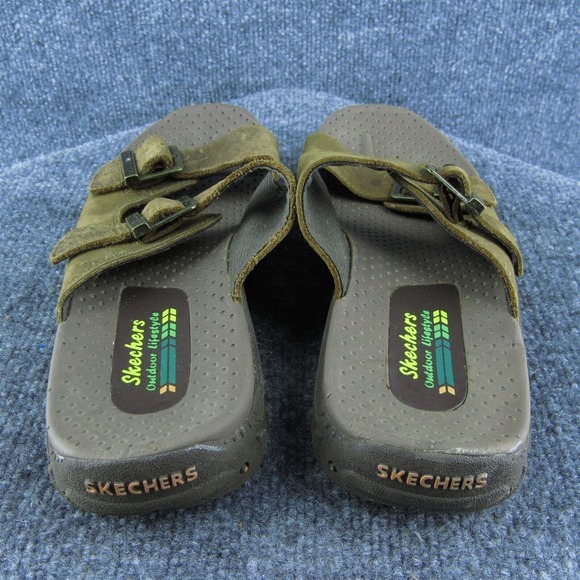 Skechers Outdoor Lifestyle Women‎ Slide Sandal Shoes Brown Leather Size 8 Medium - Picture 5 of 9
